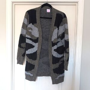 Camouflage Open-Front Cardigan Sweater- Boutique